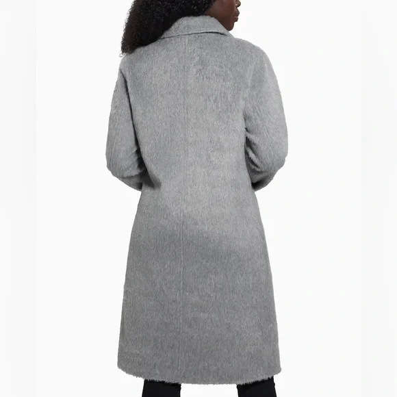 GUESS NWT Textured Wool Blend Double Breasted Coat Light Stone Heather Size S - Picture 16 of 16